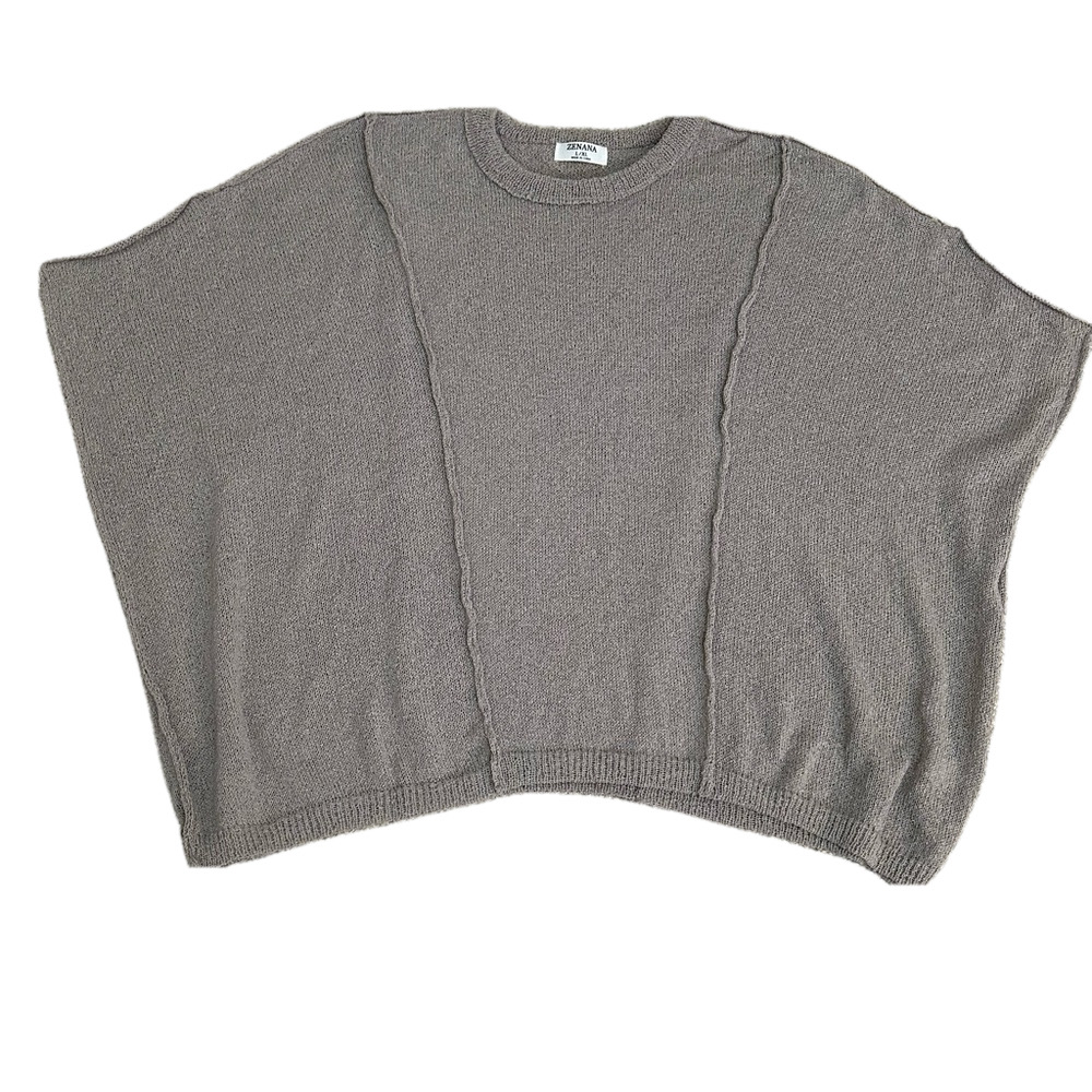 Zenana Elegant Tan Women's Short Sleeve Pullover Sweater